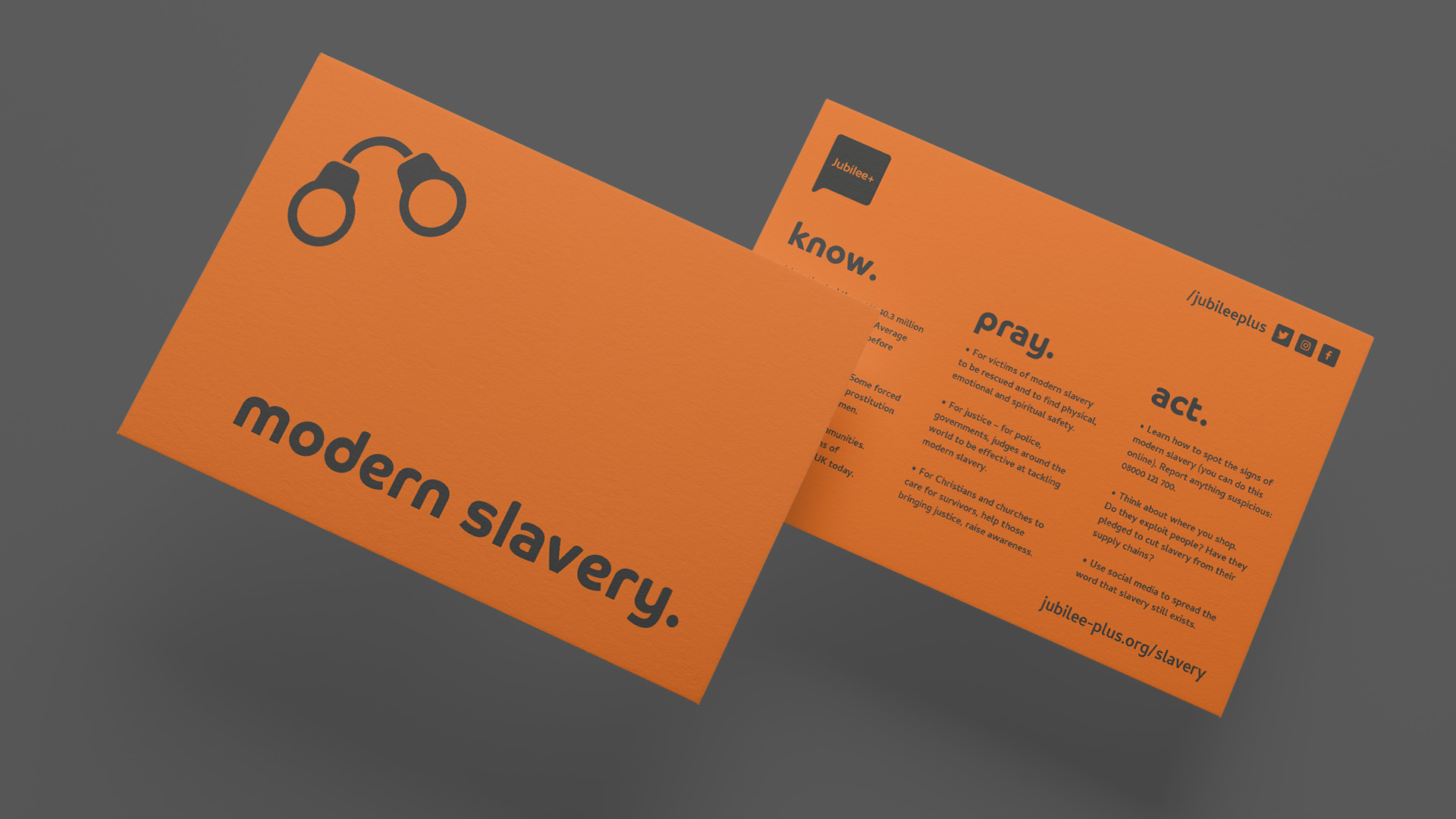 Jubilee+ Modern Slavery information card