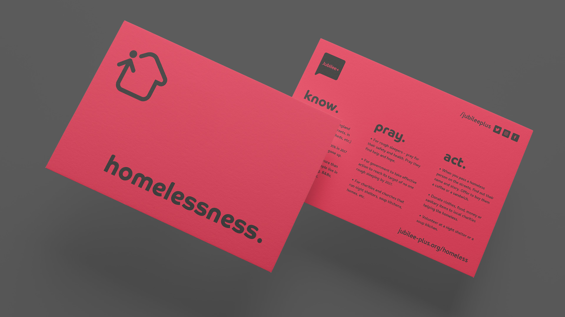 Jubilee+ Homelessness information card